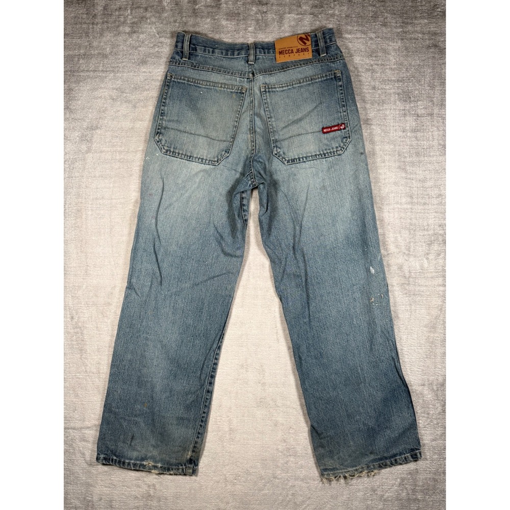 Mecca Jeans Mens 30x30 Blue Denim Vintage Y2K Relaxed Fit Distressed Streetwear